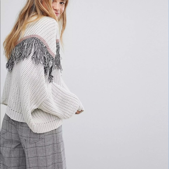 Pull&Bear Fringe Detail Chevron Sweater - Picture 5 of 14